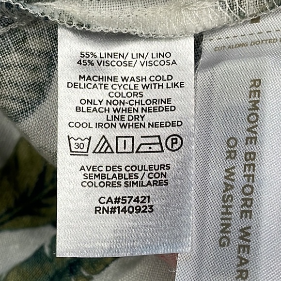 Loft Paradise Tropical Palm Tiered Maxi Dress Linen Hawaii Pink Green White Sz 4 - Picture 12 of 13